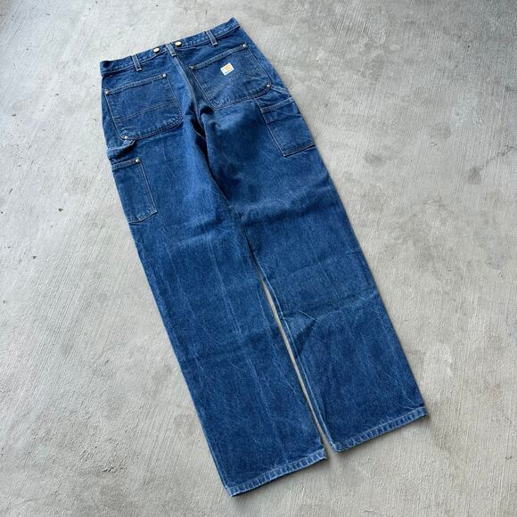 Vintage Y2K Carhartt denim blue jeans double knee work wear carpenter pants - Picture 5 of 7